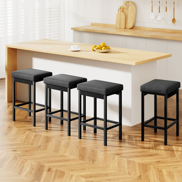Metal Bar Stools With Pu Seat And Reinforced Frame For Kitchen Dining Benches Bar Stools