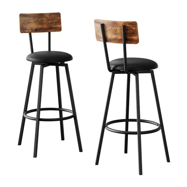 Artiss 2X Industrial Bar Stools Upholstered Counter Chairs Steel Frame Anti Scratch Benches Bar Stools