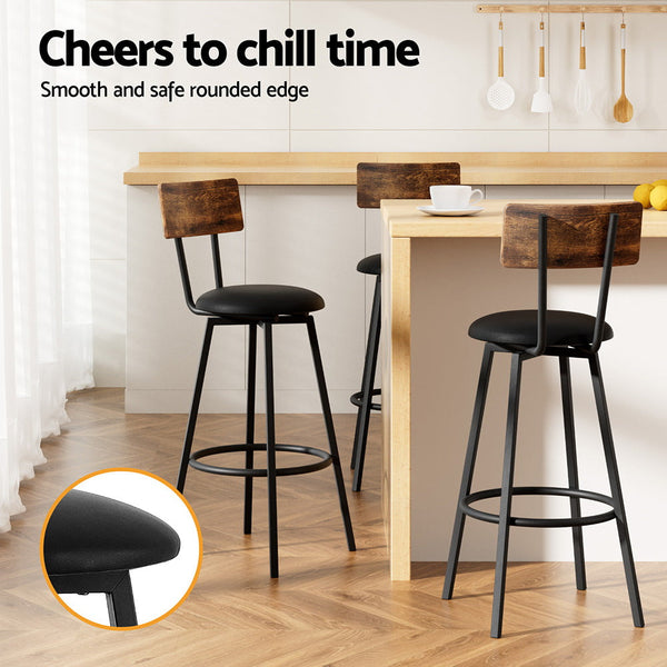 Artiss 2X Industrial Bar Stools Upholstered Counter Chairs Steel Frame Anti Scratch Benches Bar Stools