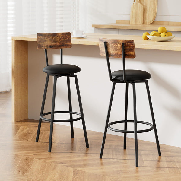 Artiss 2X Industrial Bar Stools Upholstered Counter Chairs Steel Frame Anti Scratch Benches Bar Stools