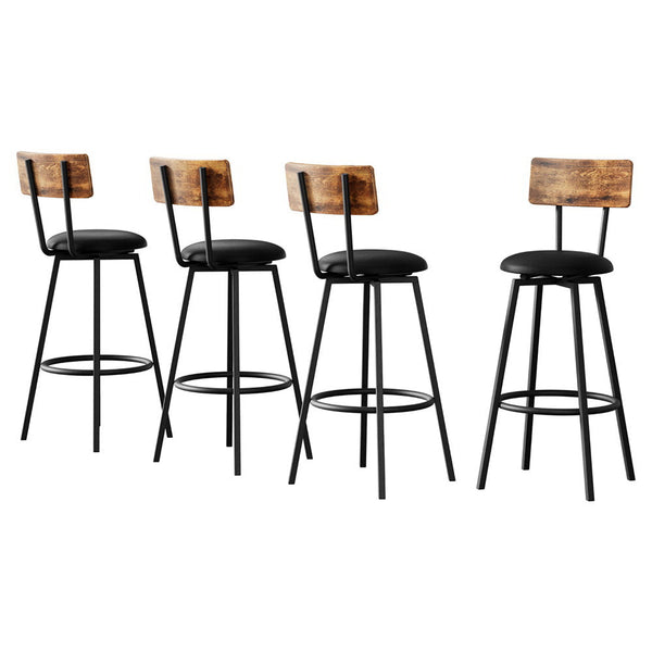 Artiss 4X Industrial Bar Stools Upholstered Counter Chairs Steel Frame Anti Scratch Benches Bar Stools