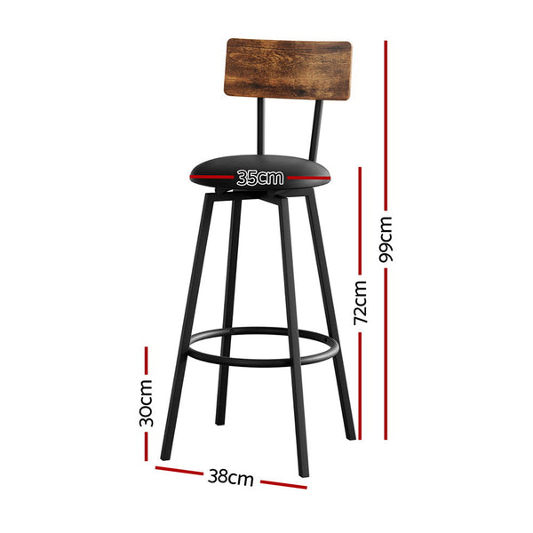 Artiss 4X Industrial Bar Stools Upholstered Counter Chairs Steel Frame Anti Scratch Benches Bar Stools