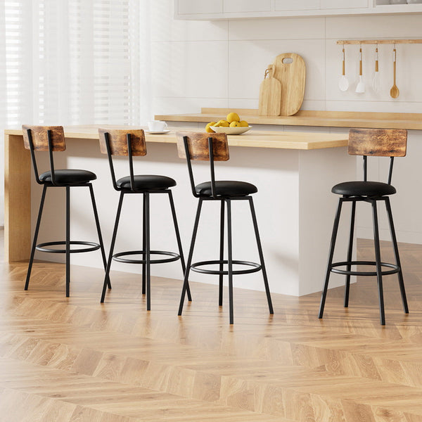 Artiss 4X Industrial Bar Stools Upholstered Counter Chairs Steel Frame Anti Scratch Benches Bar Stools