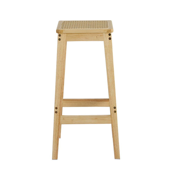 Artiss 2X Bar Stools Rubber Wood Counter Chair Rattan Barstools Kitchen Benches Bar Stools