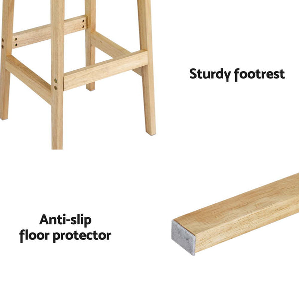 Artiss 2X Bar Stools Rubber Wood Counter Chair Rattan Barstools Kitchen Benches Bar Stools