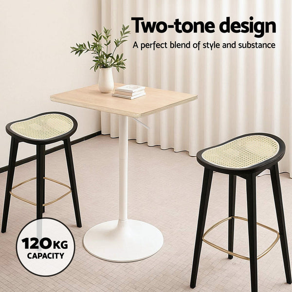 Artiss 4X Bar Stools Rattan Counter Kitchen Dinning Chair Bamboo Saddle Black Benches Bar Stools