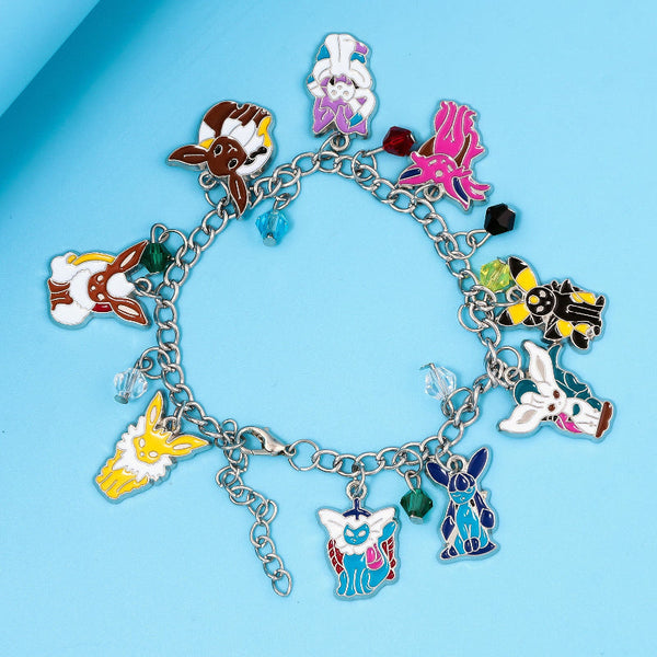Pokeacutemon Eevee Bracelet With Nine Evolution Forms Pendant Anime Merchandise Jewelry Bracelets