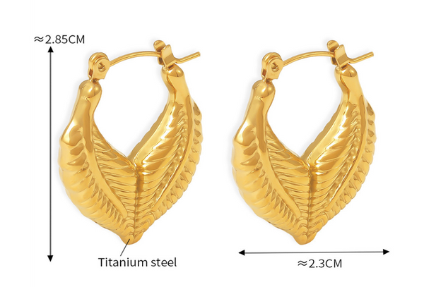 Veile Studios Leaf Patchwork Heart Shaped Titanium Steel Earrings