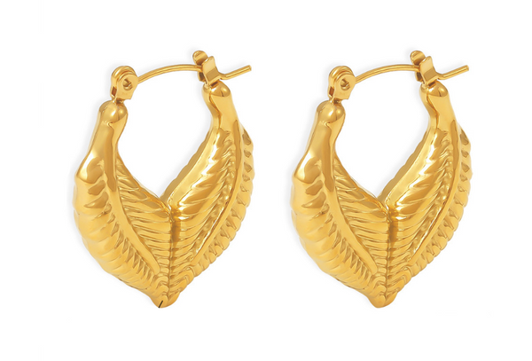 Veile Studios Leaf Patchwork Heart Shaped Titanium Steel Earrings