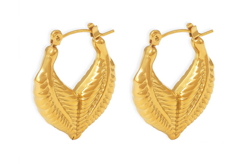 Veile Studios Leaf Patchwork Heart Shaped Titanium Steel Earrings