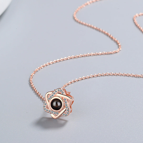 Necklace Female Star Pendant 100 Language Projection Memories Of Love Short Collarbone Chain Necklaces & Pendants