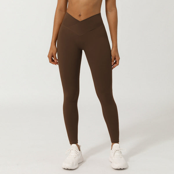 Cross V Shaped Yoga Cropped Pants Without T Line Peach Hip Lifting Fitness Quick Drying Sports Activewear Pants