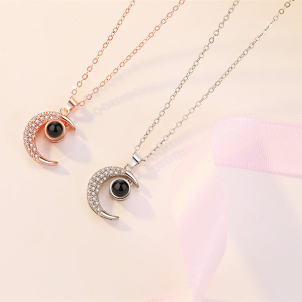 100 Languages I Love You Necklace New Creative Star Moon Decoration Short Leather Rope Clavicle For Women Necklaces & Pendants
