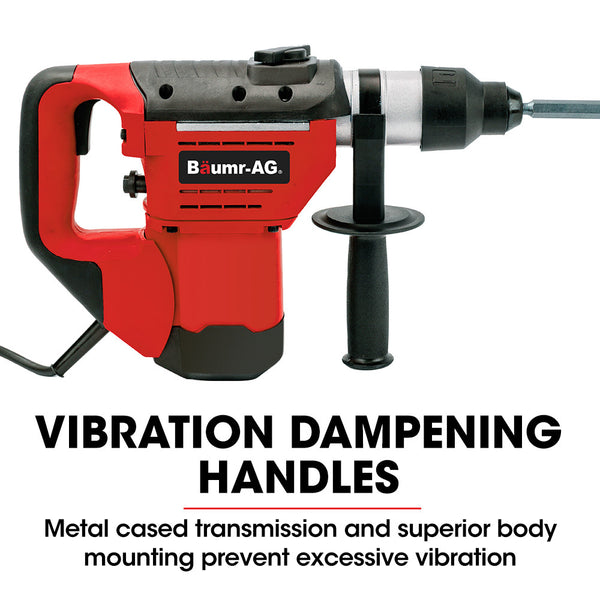 Baumr Ag 1500W Pro Grade Electric Rotary Jackhammer Hammer Drill With 2 Bonus Chisels 3 Bits Jackhammers