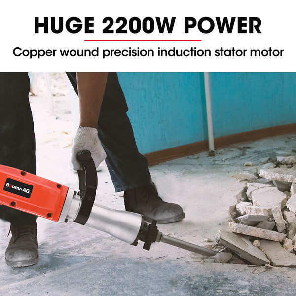 Baumr Ag Baumr Ag 2200W Pro Grade Electric Demolition Jackhammer With 3 Bonus Chisels Carry Case Jackhammers