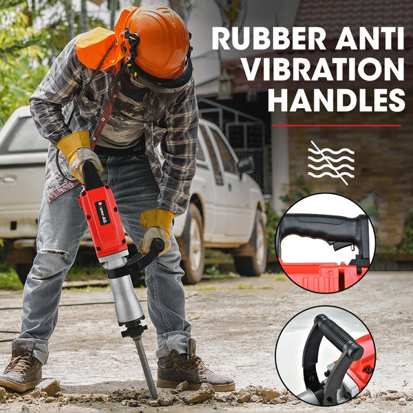 Baumr Ag 2200W Pro Grade Electric Demolition Jackhammer With 3 Bonus Chisels Steel Carry Case Jackhammers