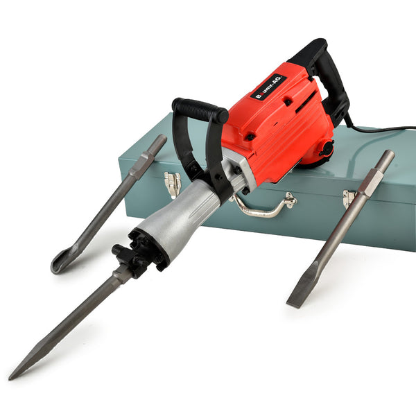 Baumr Ag 2200W Pro Grade Electric Demolition Jackhammer With 3 Bonus Chisels Steel Carry Case Jackhammers