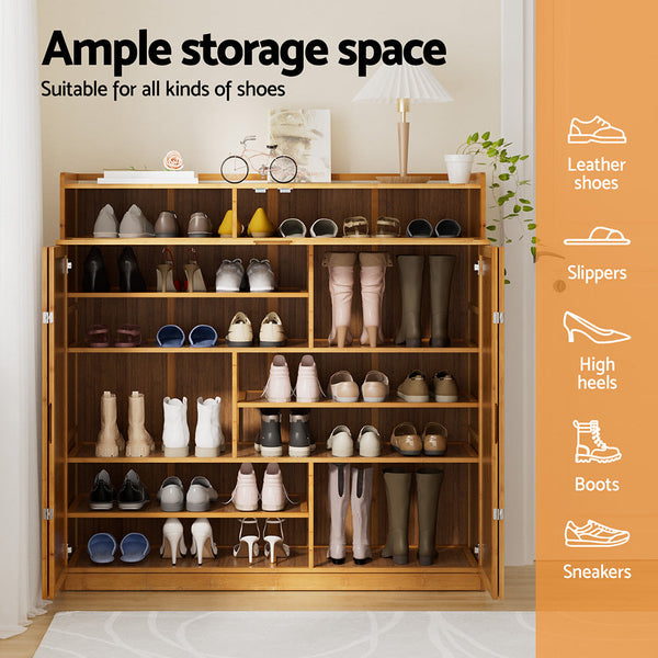 Artiss Shoe Rack Cabinet 30 Pairs Storage Cupboard Bamboo Shoe Racks