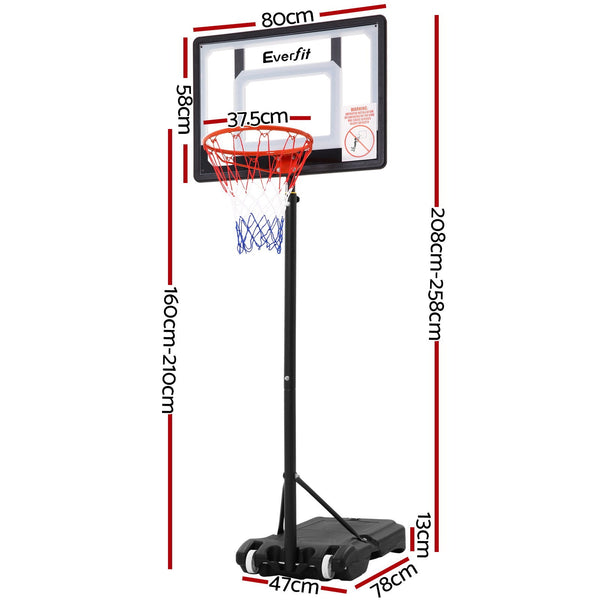 Everfit 2.1M Basketball Hoop Stand System Adjustable Portable Pro Kids Clear Basketball Backboards
