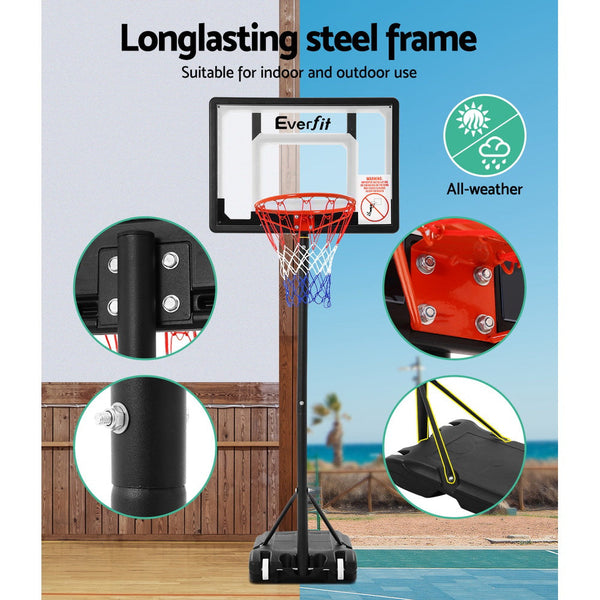 Everfit 2.1M Basketball Hoop Stand System Adjustable Portable Pro Kids Clear Basketball Backboards