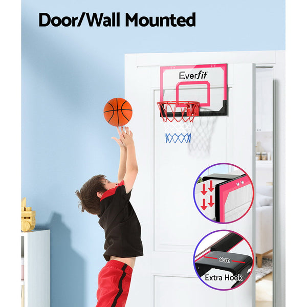 Everfit 23" Mini Basketball Hoop Backboard Door Wall Mounted Sports Kids Red Basketball Backboards