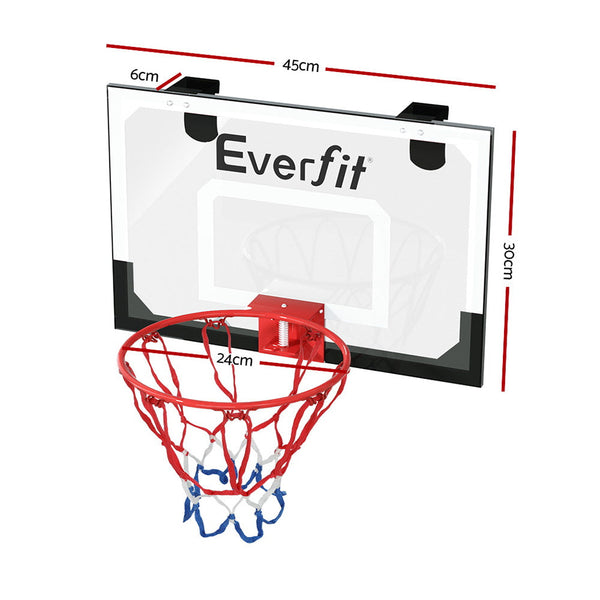 Everfit 23" Mini Basketball Hoop Backboard Door Wall Mounted Sports Kids Black Basketball Backboards