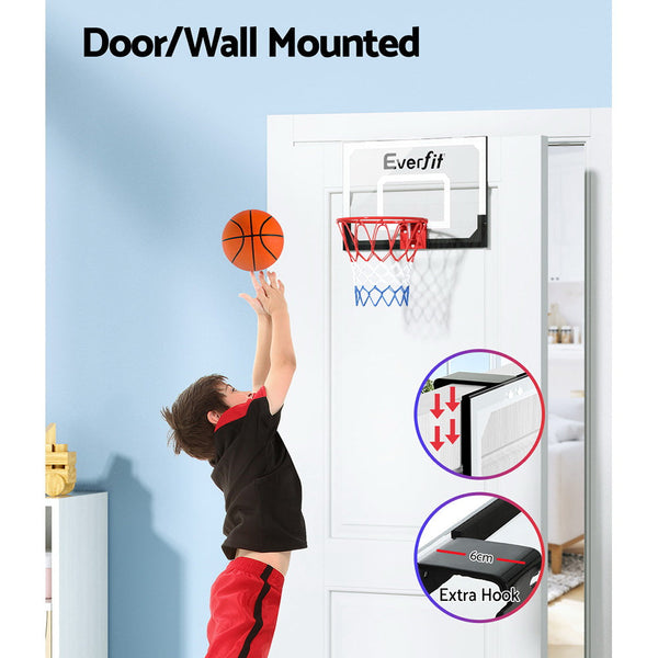 Everfit 23" Mini Basketball Hoop Backboard Door Wall Mounted Sports Kids Black Basketball Backboards