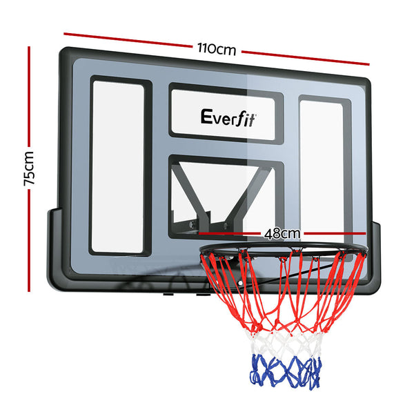 Everfit 45" Basketball Hoop Backboard Wall Mounted Ring Net Sports Pro System Basketball Backboards