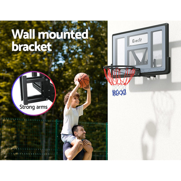 Everfit 45" Basketball Hoop Backboard Wall Mounted Ring Net Sports Pro System Basketball Backboards