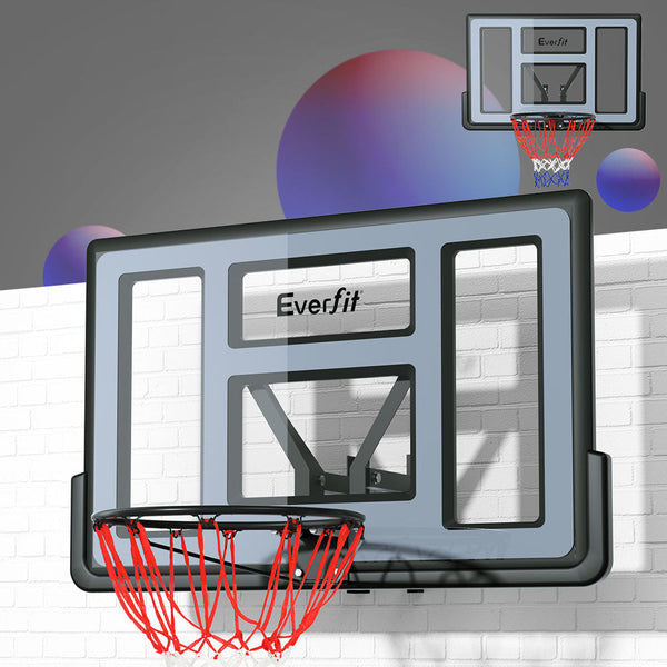 Everfit 45" Basketball Hoop Backboard Wall Mounted Ring Net Sports Pro System Basketball Backboards