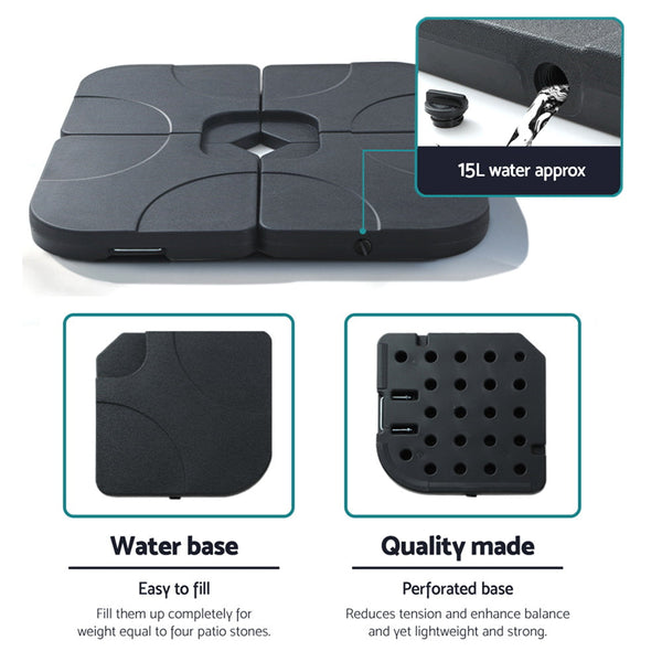 Instahut Outdoor Umbrella Base 50Cm 4 Plates Stand Pod Cantilever Umbrella Accessories