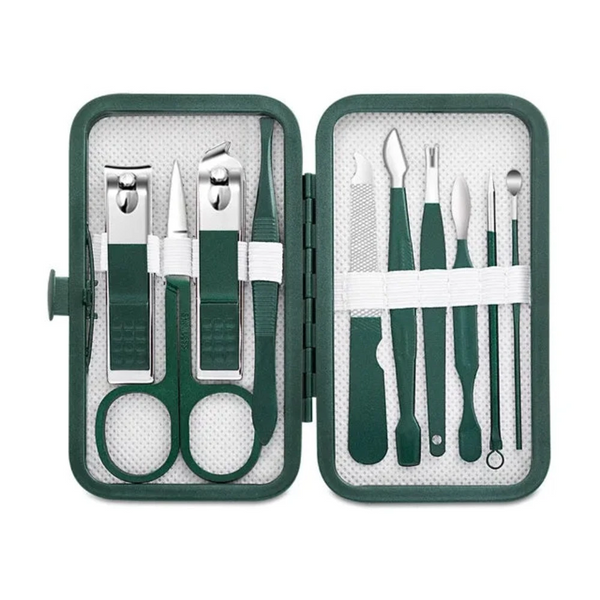 Stainless Steel Nail Clipper Set Grooming Tool With Portable Case Manicure Art Green Nails Cut Manicure & Pedicure Tools & Kits