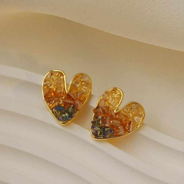 Veile Studios French Gold Crystal Sparkling Studs For Fashion Commuting Earrings