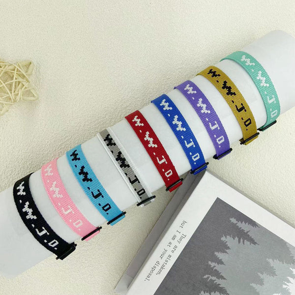Alphabet Jacquard Printed Wrist Strap Bracelet Unisex Wwjd Adjustable Bracelets