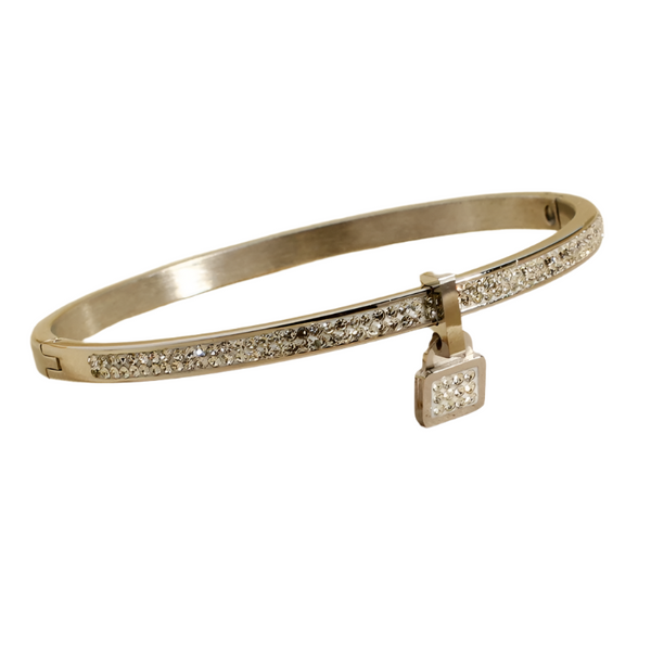 Veile Studios Super Flash Full Diamond Lock Head Concealed Buckle Bracelet Titanium Steel Jewelry Bracelets