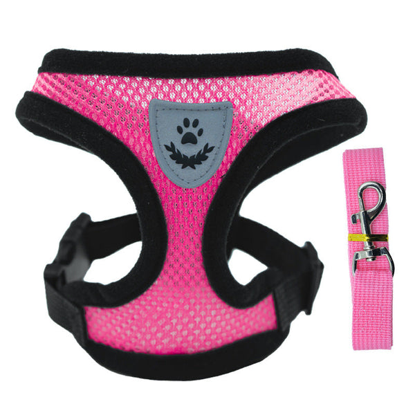 Pet Harness Set (Small Dogs/Cats): Vest Collar Leash. Fits French Bulldogs Chihuahuas Etc. Harnesses