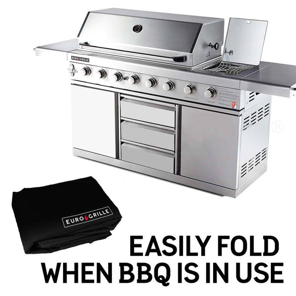 Eurogrille Cover For 8 Burner Double Hood Bbq Black Barbecue Accessories