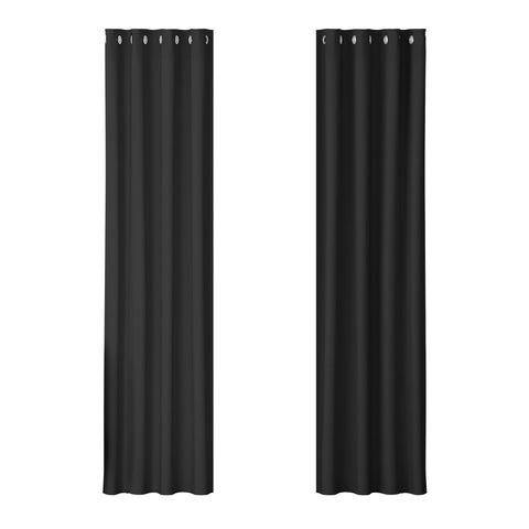 Artiss 2X Blockout Curtains Eyelet 140X230cm Black Curtains & Drapes