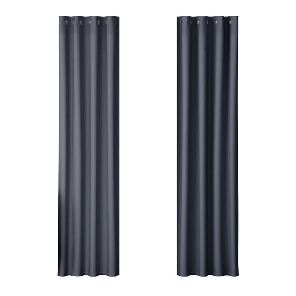 Artiss 2X Blockout Curtains Eyelet 140X230cm Black Curtains & Drapes