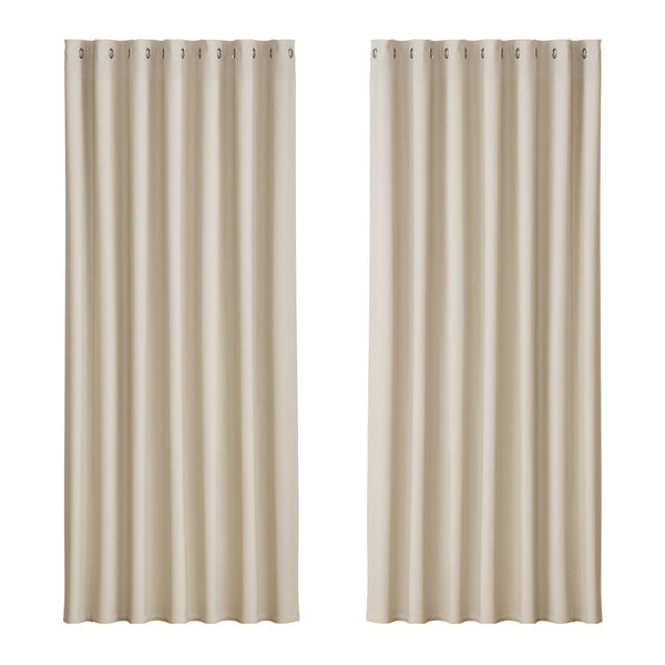 Artiss 2X Blockout Curtains Eyelet 240X230cm Beige Curtains & Drapes