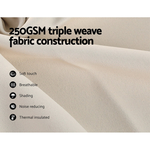 Artiss 2X Blockout Curtains Eyelet 240X230cm Beige Curtains & Drapes