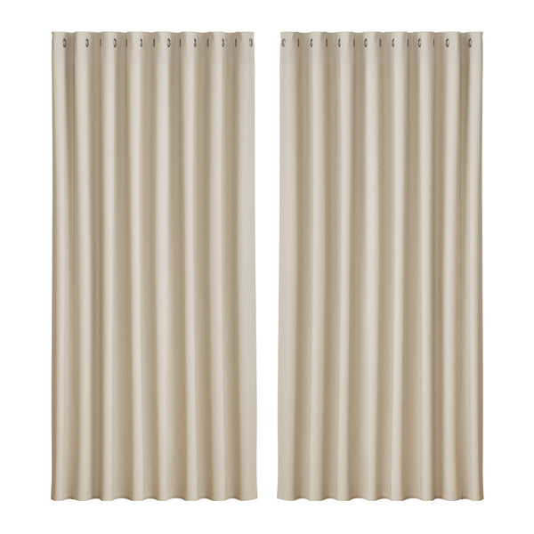 Artiss 2X Blockout Curtains Eyelet 300X230cm Beige Curtains & Drapes
