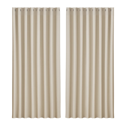 Artiss 2X Blockout Curtains Eyelet 300X230cm Beige Curtains & Drapes