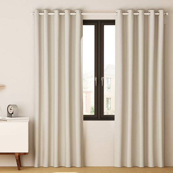 Artiss 2X Blockout Curtains Eyelet 300X230cm Beige Curtains & Drapes