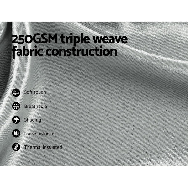 Artiss 2X Blockout Curtains Eyelet 140X230cm Grey Shine Curtains & Drapes