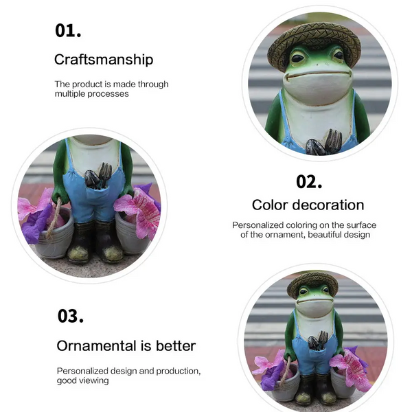 Frog Bucket Resin Flower Pot Fun Small Animal Decoration Outdoor Garden Statue Ornament Lawn Yard Ornaments & Statues