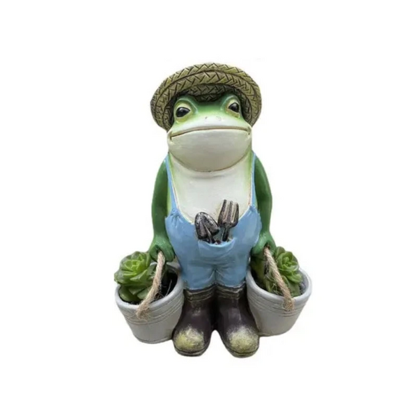 Frog Bucket Resin Flower Pot Fun Small Animal Decoration Outdoor Garden Statue Ornament Lawn Yard Ornaments & Statues