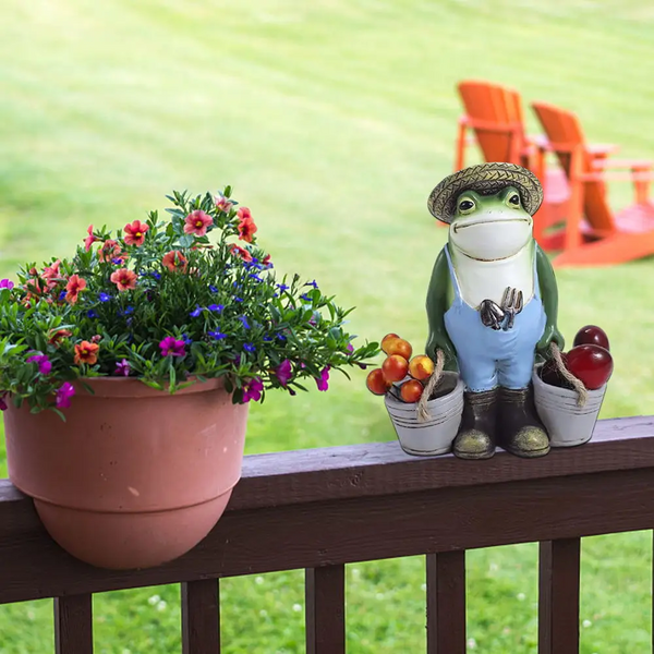 Frog Bucket Resin Flower Pot Fun Small Animal Decoration Outdoor Garden Statue Ornament Lawn Yard Ornaments & Statues