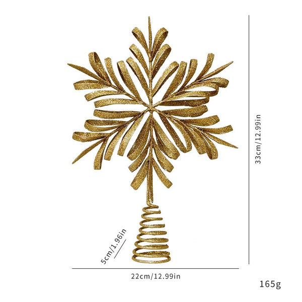 Christmas Tree Top Star Iron Hollow Snowflake Decoration Ornament Seasonal Decorations