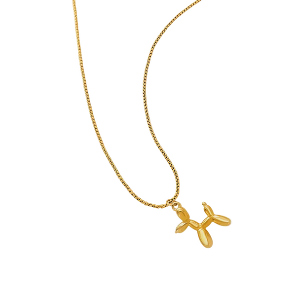 18K Gold Plated Titanium Steel Puppy Shape Pendant Necklace Necklaces & Pendants